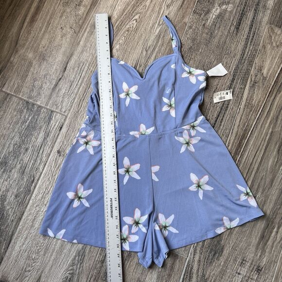 Aeropostale V Neck Sleeveless Floral Tie Back Stretch Romper Large NWT #102 - Picture 7 of 11